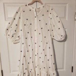 Zara White Dress with Black flowers